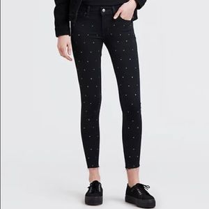 Levi’s 711 Black Denim Skinny Studded Mid-Rise Ankle Jeans